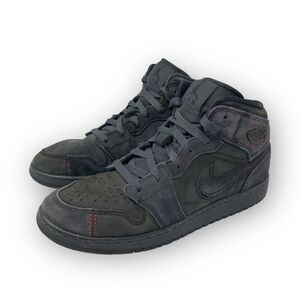 Nike Air Jordan Retro 1 Mid SE Craft All Black Suede FQ7742-001 Youth Size 7